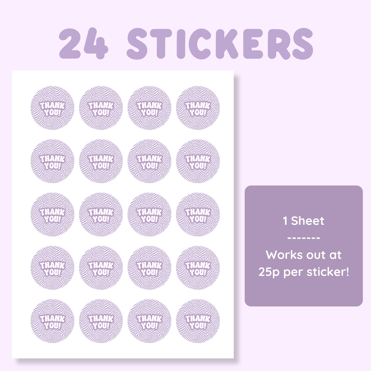 Purple Zebra Thank You Stickers