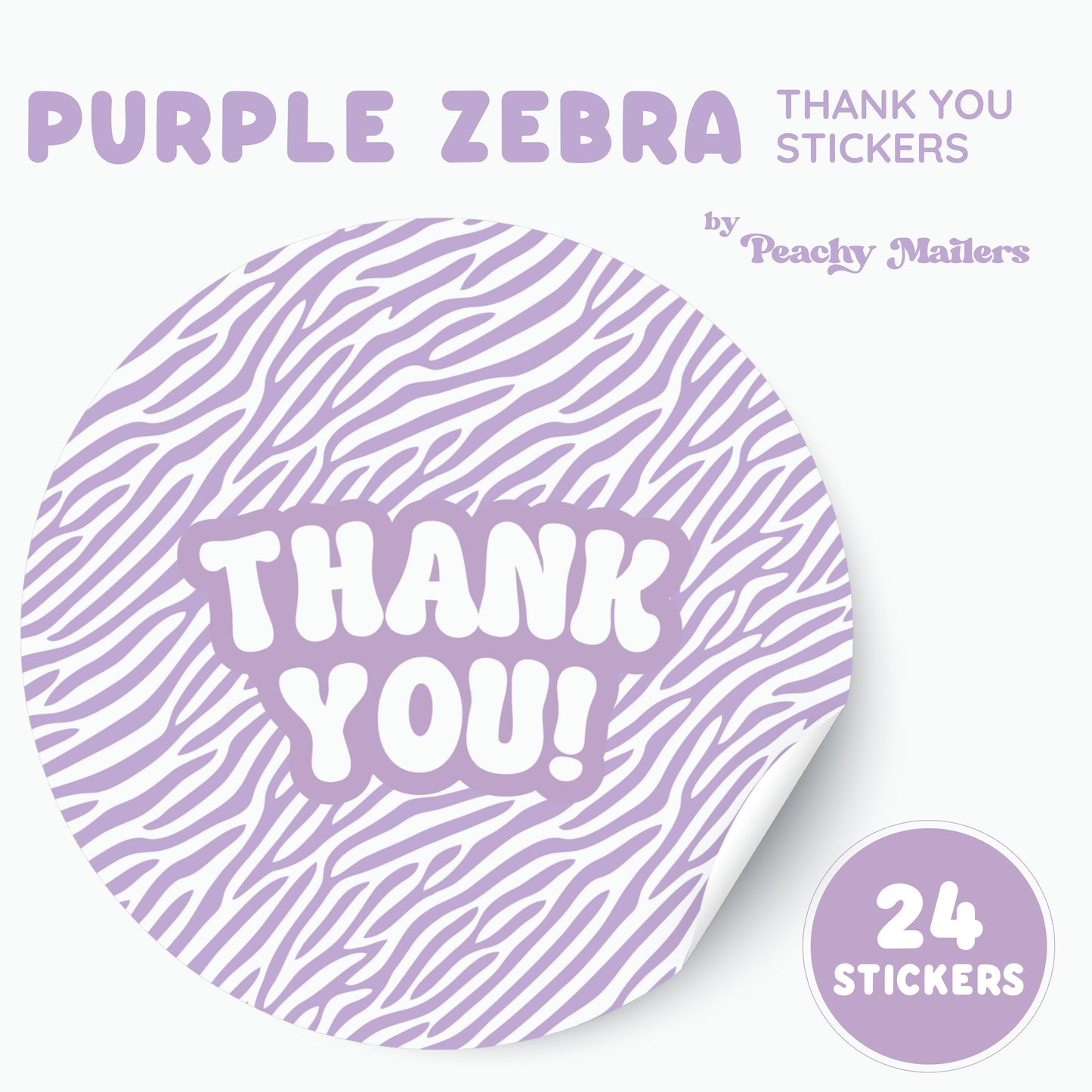 Purple Zebra Thank You Stickers