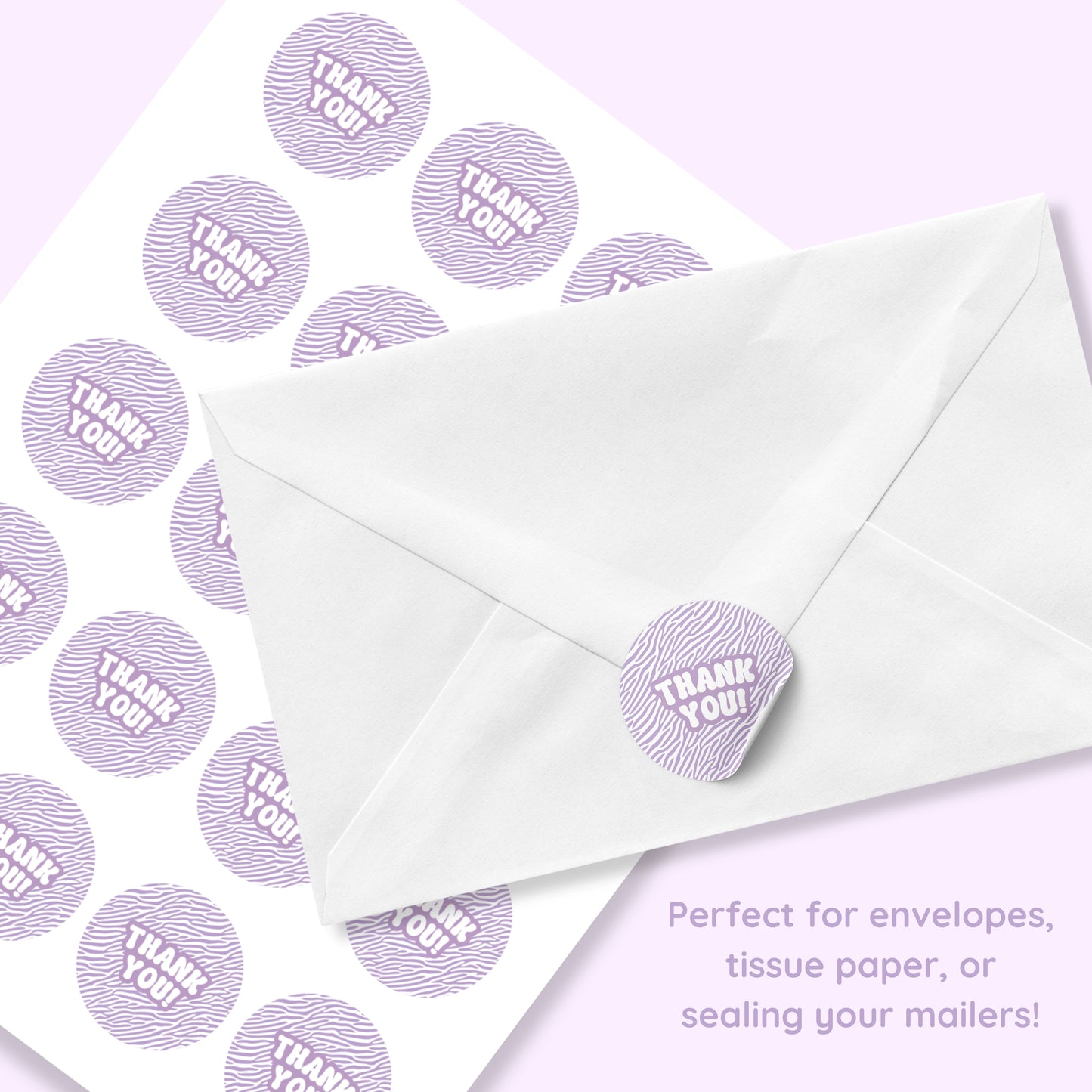 Purple Zebra Thank You Stickers