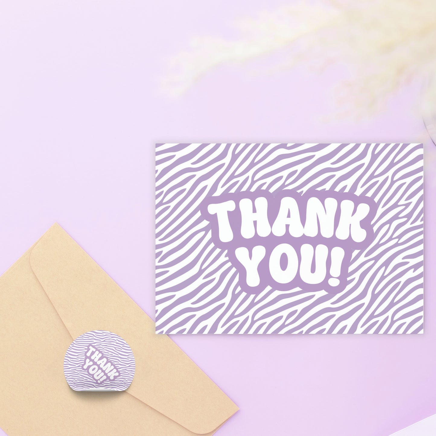 Purple Zebra Thank You Stickers