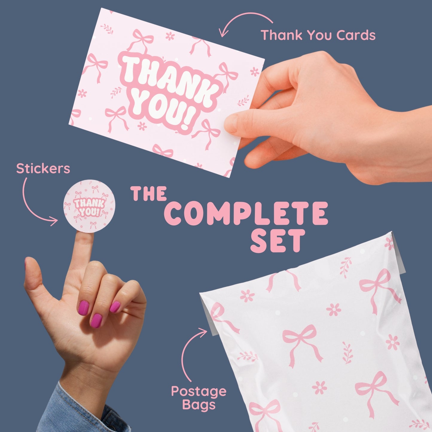 Pink Bow Thank You Stickers