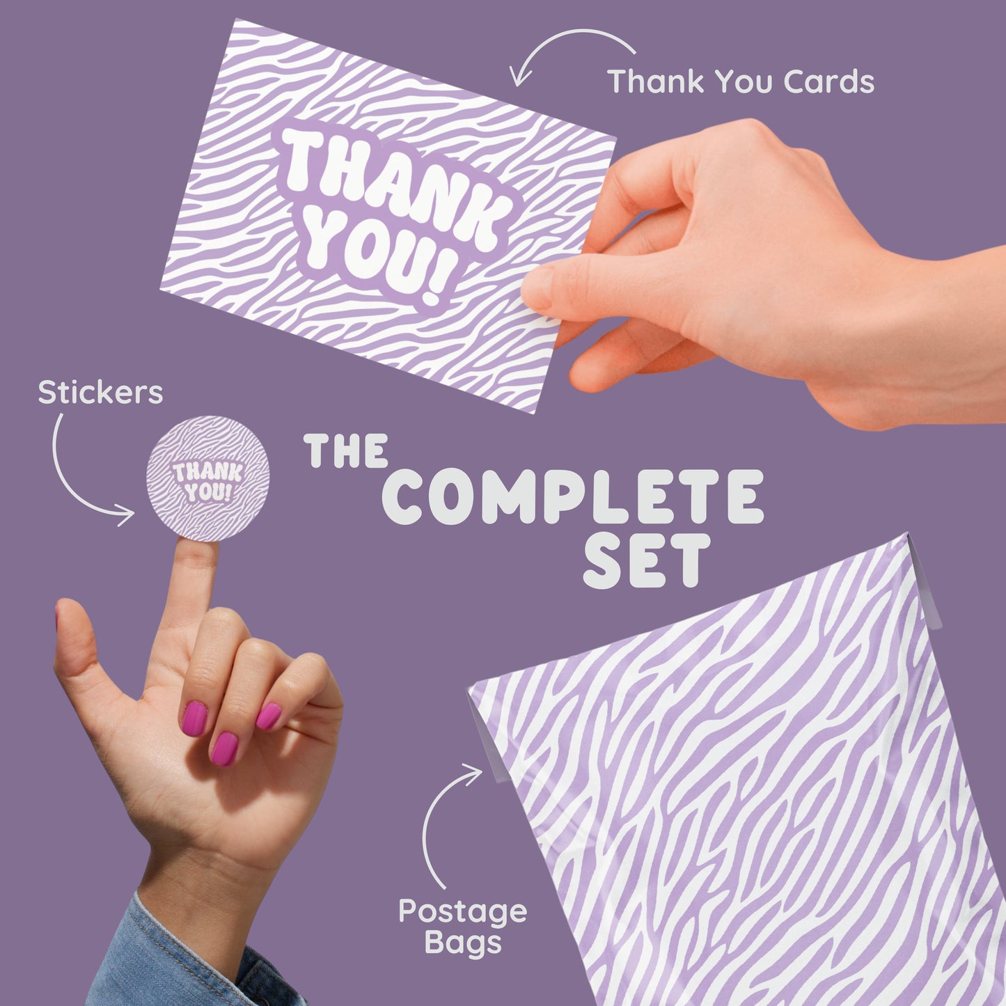 Purple Zebra Thank You Stickers