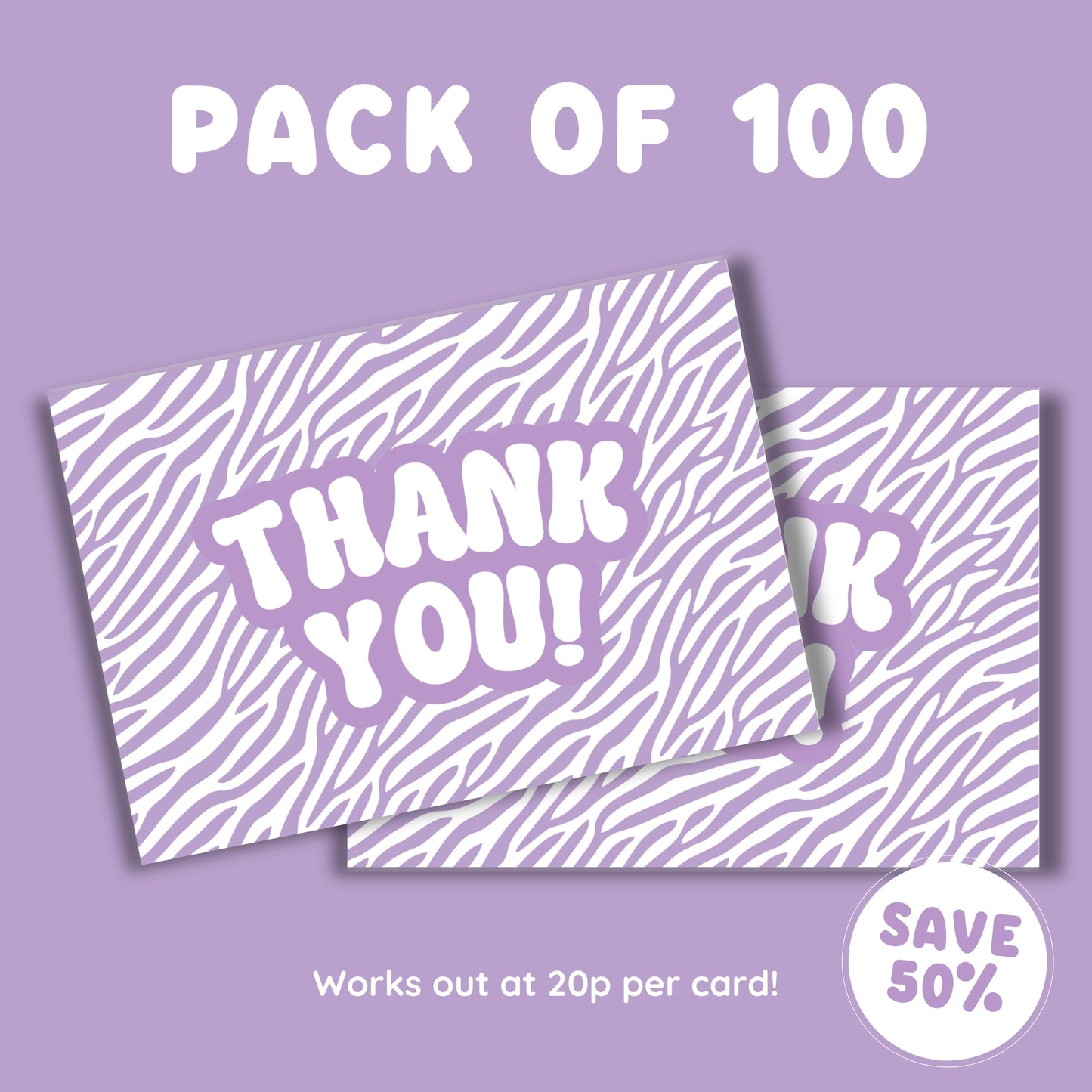 Purple Zebra Thank You Cards