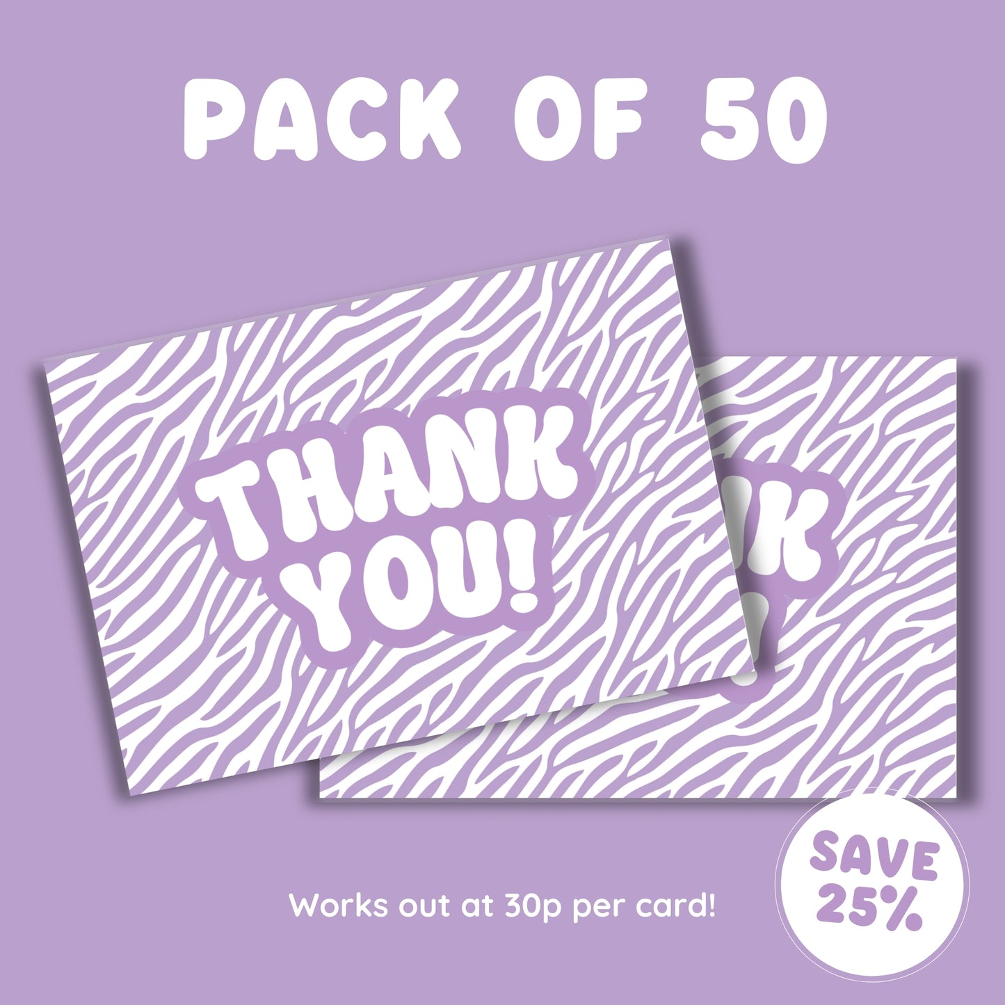 Purple Zebra Thank You Cards